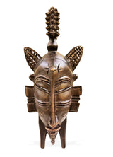 West African Vintage Tribal Ivory Coast Small Senufo Passport Mask with spiky head-dress L06cm x W04cm x H12cm - Mask Wall Decor