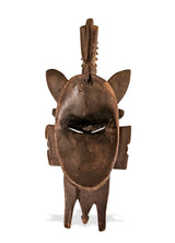 West African Vintage Tribal Ivory Coast Small Senufo Passport Mask with spiky head-dress L06cm x W04cm x H12cm - Mask Wall Decor
