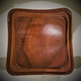 Set of 3 Mahogany Serving Bowls with Rounded Corners from West Africa