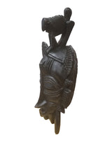 West African Vintage Tribal Ivory Coast Small Senufo Passport Mask with Kalao L21cm x W11cm x H03cm - Mask Wall Decor