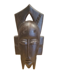 West African Vintage Tribal Ivory Coast Small Senufo Passport Mask with Scarification  L21cm x W11cm x H03cm - Mask Wall Decor