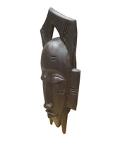 West African Vintage Tribal Ivory Coast Dark Small Senufo Passport Mask L22cm x W10cm x H03cm - Mask Wall Decor