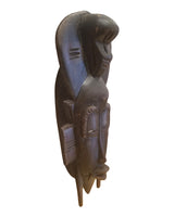 West African Vintage Tribal Ivory Coast Medium Senufo Passport Mask with Kalao on head L20cm x W09cm x H05cm - Mask Wall Decor