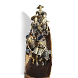 West African Hand cast Lost Wax Bronze Sculpture of a Boat and Riders from Burkina Faso 