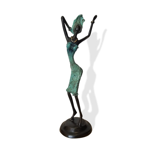 African Bronze Sculpture of Female Dancer in Green | House Of Avana
