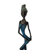 African Bronze Figurine of a Female Dancer in Blue | House Of Avana