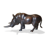 West African Rhinoceros Lost Wax Hand Cast Bronze Statue