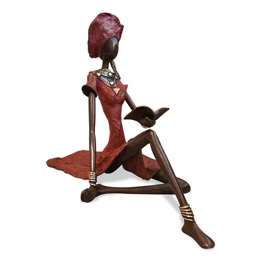 African Bronze Female sculpture Celebrating Education | House of Avana