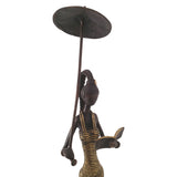 West African Bronze Figurine of a Girl Reading a Book | House Of Avana