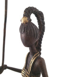 West African Bronze Figurine of a Girl Reading a Book | House Of Avana