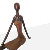 Bronze Statue of a Seating African Woman in Yellow | House Of Avana