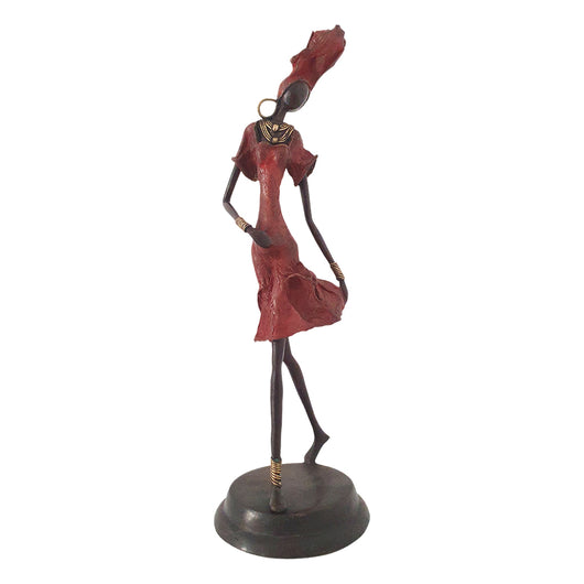 Hand-Cast Bronze Statue of an African Dancer in Red | House Of Avana