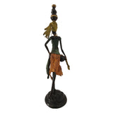 Vintage Bronze Statue of Woman Fetching Pots of Water | House Of Avana