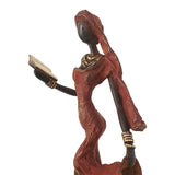 Woman in Red Reading a Book | Hand-Cast Bronze Statue | House of Avana