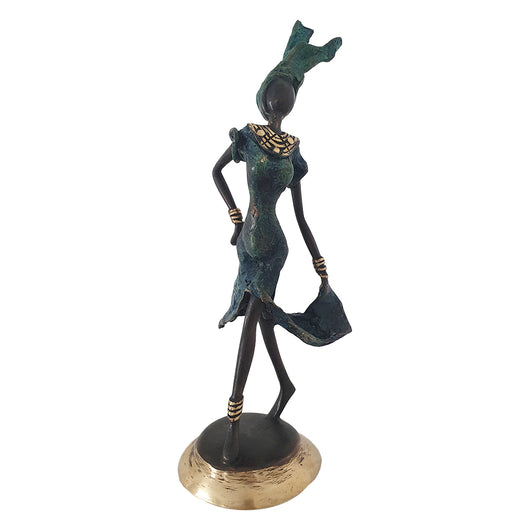 African Woman in Navy Blue | Hand-Cast Bronze Statue | House of Avana