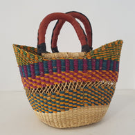 Hand-Woven Nyariga Basket from Ghana with Red Handles | House Of Avana
