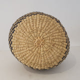 Black and White Bolga Basket, Round with Black Handle | House Of Avana