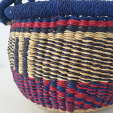 Round Bolga Basket from Ghana in Red, Blue and Black | House Of Avana
