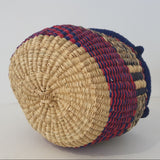 Round Bolga Basket from Ghana in Red, Blue and Black | House Of Avana