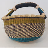 Traditional Bolga Basket with Black Leather Handle | House Of Avana
