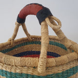 Eco-Friendly Bolga Basket with Red Leather Handle | House Of Avana