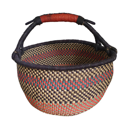 Colorful Bolga Basket with Red Handle from Ghana | House Of Avana 