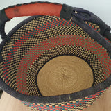 Colorful Bolga Basket with Red Handle from Ghana | House Of Avana 