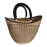 Nyariga Basket with Black Leather Edge and Handles | House Of Avana