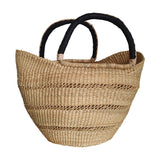 Handmade Bolga Basket with Black Leather Handles | House Of Avana