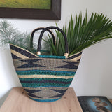 African Blue and Turquoise Bolga Basket | House Of Avana 