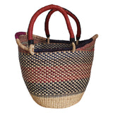 Bolga Basket with Unique Red, Black and Blue Pattern | House Of Avana 