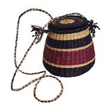 Black and Red Bolga Pot Basket with Long Handle | House Of Avana