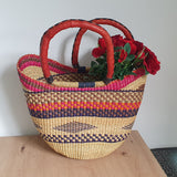 Nyariga Basket with Vivid Colors and Red Handles | House Of Avana 
