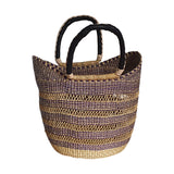 Bolga Basket with Leather Handles and Unique Pattern | House Of Avana