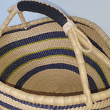 Small Bolga Basket with Stripes and Black Handle | House Of Avana