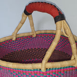 Round Purple and Brown Bolga Basket with Black Handle | House Of Avana
