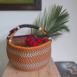 Orange and Black Bolga Basket with Black Handle | House Of Avana 