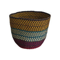 Hand-Made Bolga Basket in Red, Yellow and Blue | House Of Avana