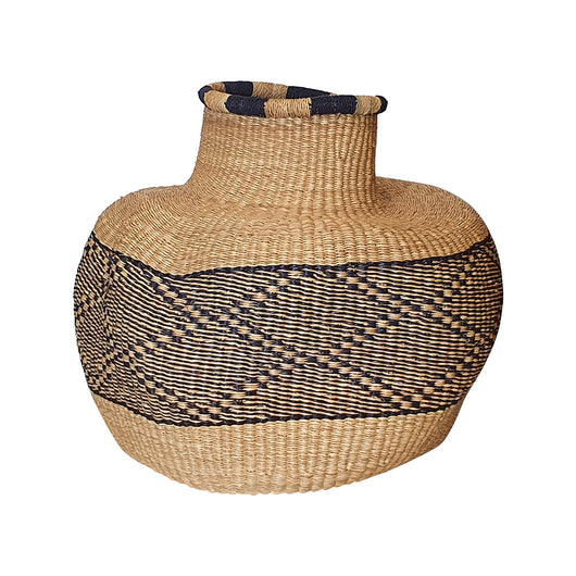 Hand-Woven Black and White Conch Bolga Basket | House Of Avana