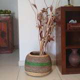Handmade Decorative Bolga Basket in Green and Black | House Of Avana