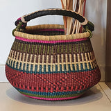 Round Bolga Basket in Vivid Colors with Black Handle | House Of Avana