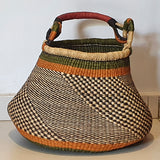 Bolga Basket in Orange and Green and Red Handle | House Of Avana