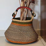 Bolga Basket in Orange and Green and Red Handle | House Of Avana