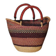 Colorful Nyariga Bolga Basket with Red Handles | House Of Avana