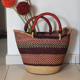 Colorful Nyariga Bolga Basket with Red Handles | House Of Avana