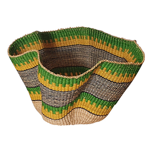 Pakurigo Wave Basket in Green and Yellow from Ghana | House Of Avana