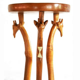 African Hand Carved Wooden 3-legged Giraffe-Head End Table D30cm x H43cm - African Furniture for Living Room - House Of Avana
