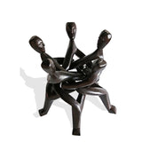 End Table with 5-head African Akan Unity Statue 41cm- Furniture for Living Room
