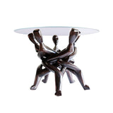 End Table with 5-head African Akan Unity Statue 41cm- Furniture for Living Room