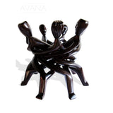 End Table with 7-head African Akan Unity Statue 42cm - Furniture for Living Room